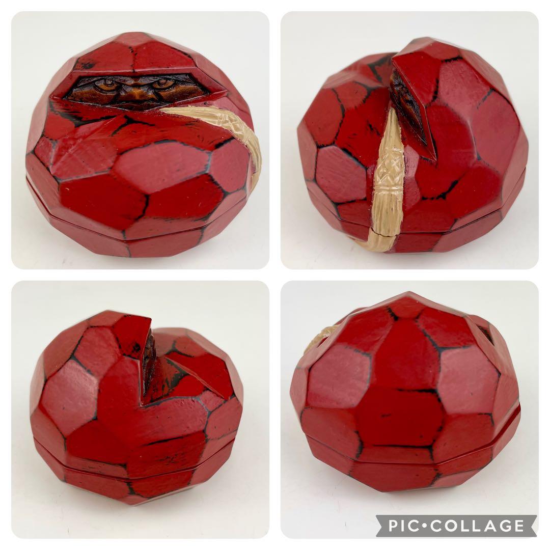 美品】讃岐一刀彫宗家 山中象堂 達磨 だるま 置物 香合 漆 手造り