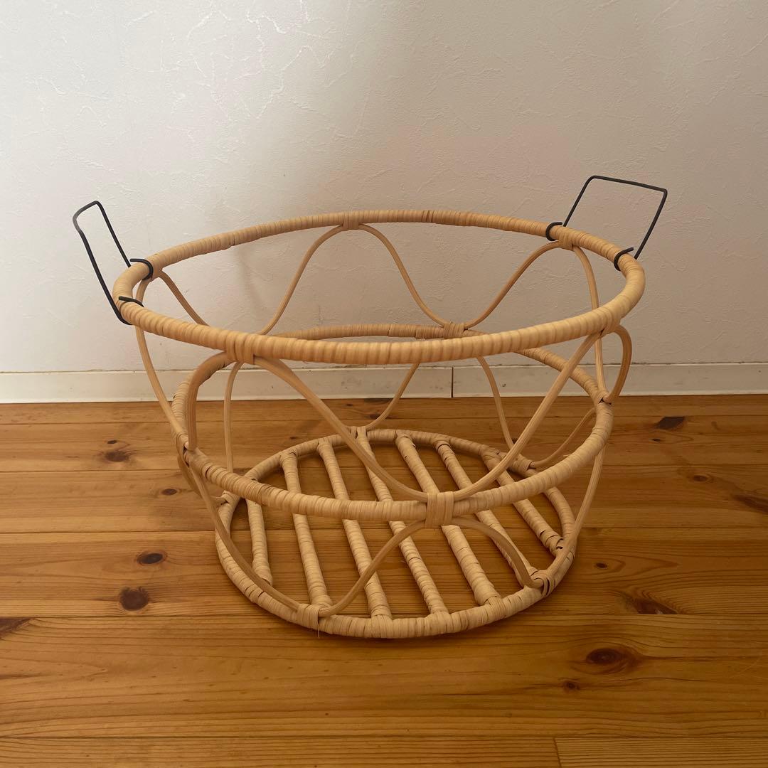 F/style エフスタイル 籐の波型バスケット 丸型 ラタン