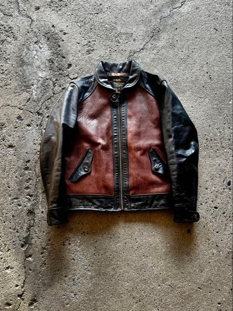 極上牛革 ブラック×ブラウンレザー コンビネーションジャケット スポーツタイプ Amazon | [Sakunaca] レザージャケット メンズ ライダース PUレザー