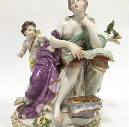 マイセン風 フィギュリン ミューズとキューピッド 高さ21cm（真贋不明） Meissen (マイセン) フィギュリン 犬｜トレファクONLINE