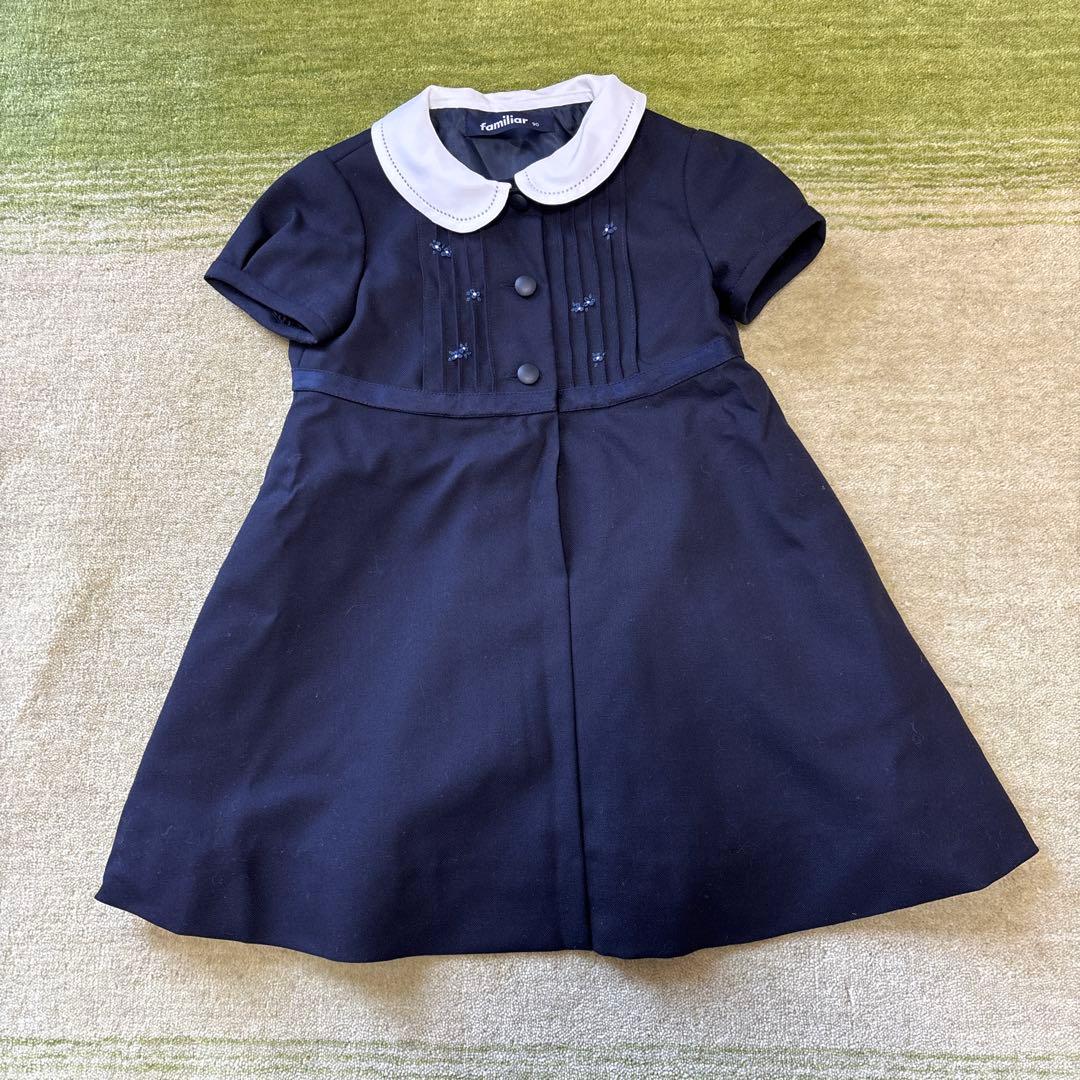 familiar 襟付きネイビーワンピース 90 - メルカリ