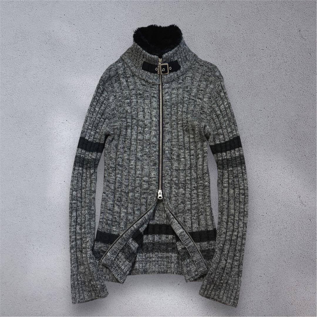 00s archive driver's knit ダブルジップ ファー y2k - メルカリ