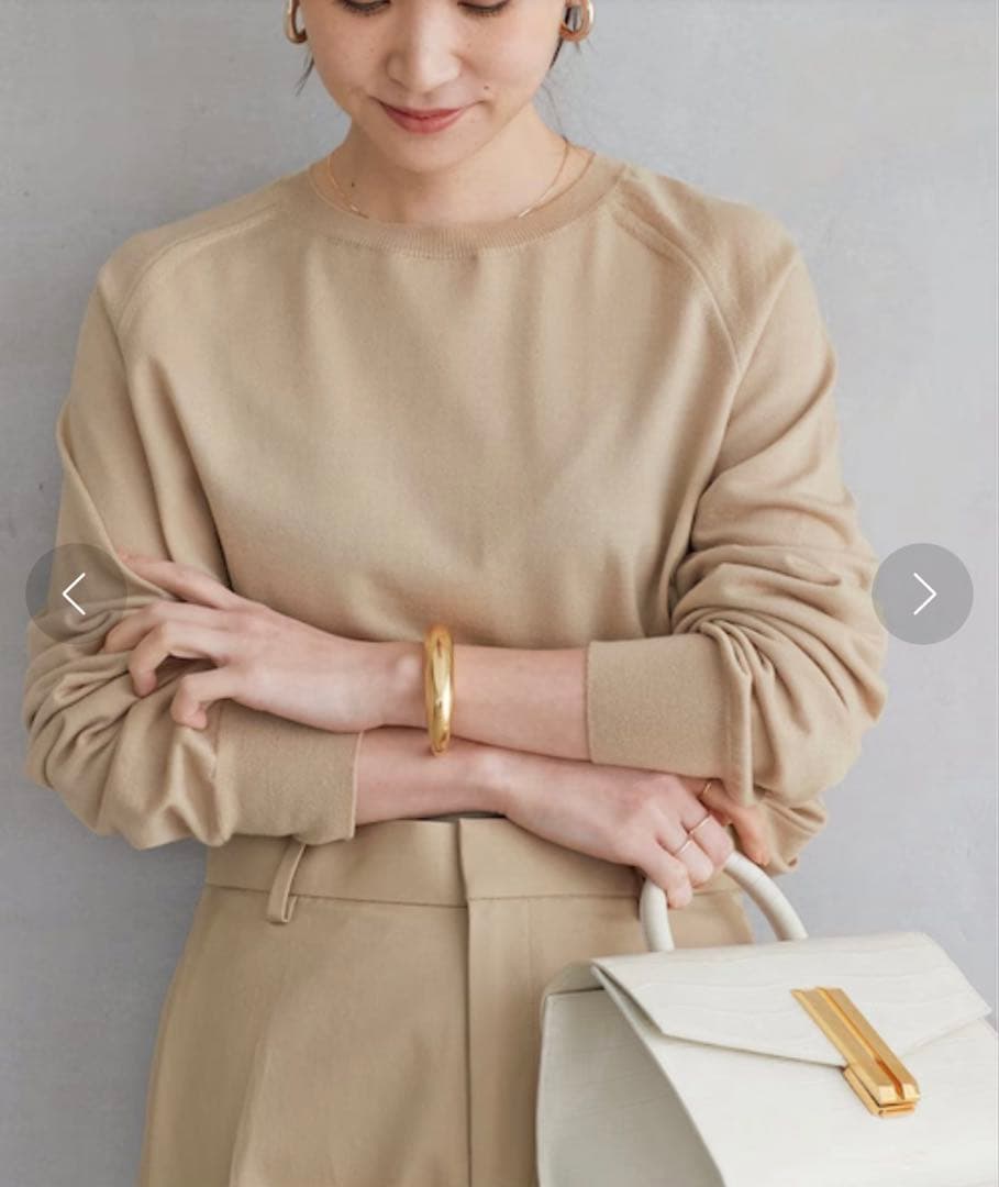 Deuxieme Classe OPTIMO クルーネックプルオーバー　ベージュ OPTIMOクルーネックプルオーバー（ニット／セーター）｜MUSE de