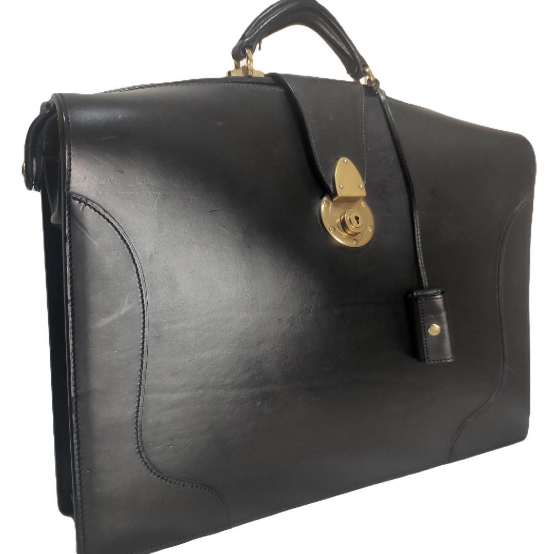 万双 ダレス バック 二つマチ カギ ブライドルレザー ビジネス