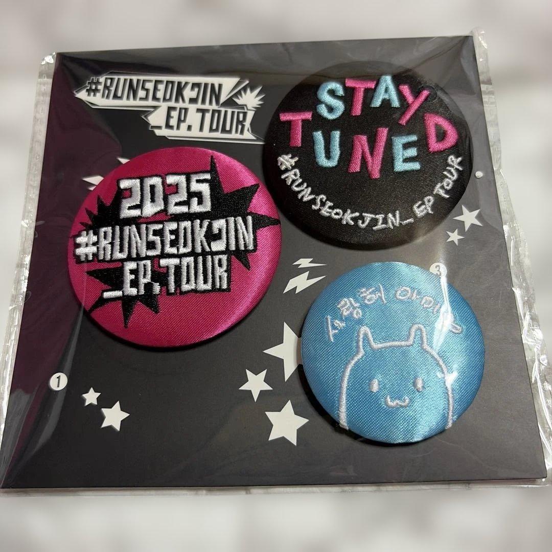 runseokjin BTS ジン 刺繍 缶バッジセット ロゴ ソロコン md - メルカリ
