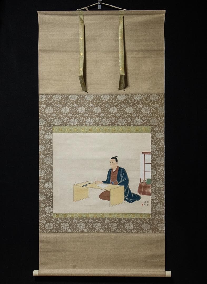 掛軸-1150　我妻碧宇　松陰先生像　共箱　二重箱　吉田松陰