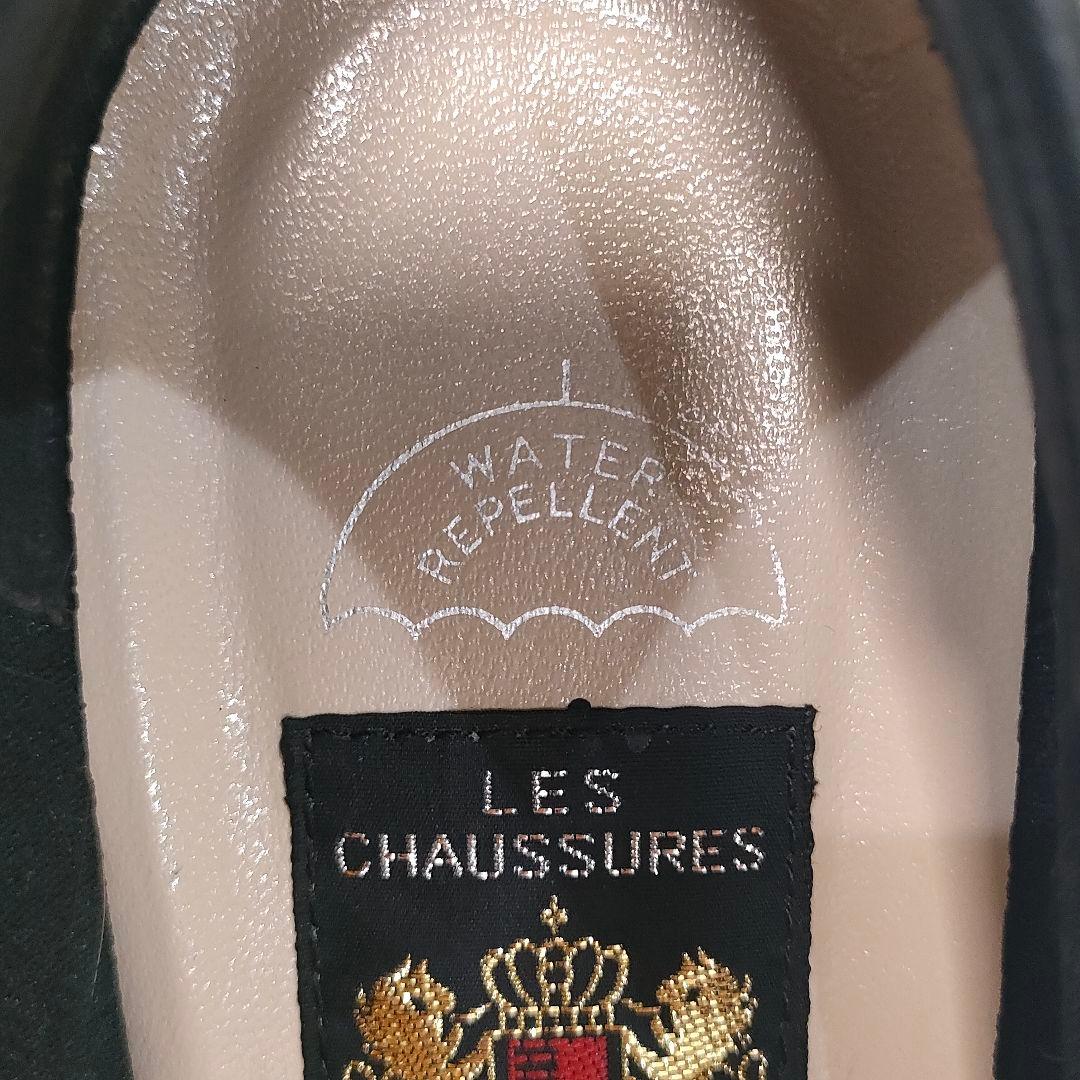 未使用級 ミハマ 本革 撥水加工 レザーシューズ パンプス リボン 黒