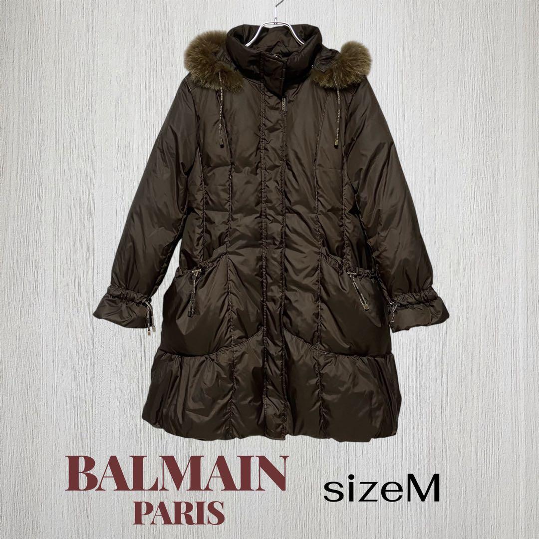 バルマン　BALMAIN ブルーフォックスファー付　ダウンコート　100 極美品】バルマン☆ ブルーフォックス ファー付 ダウンコート 黒M 891