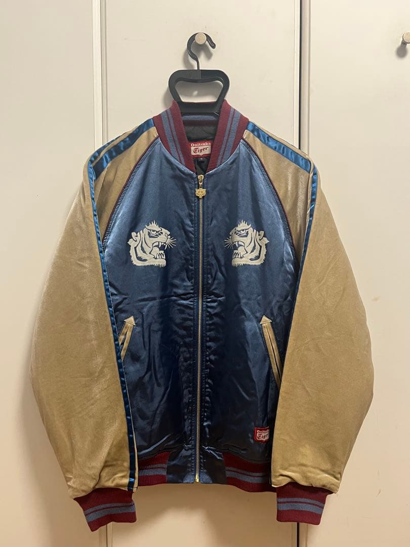 希少 美品 オニツカタイガー ベロア 刺繍スカジャン トートバッグ