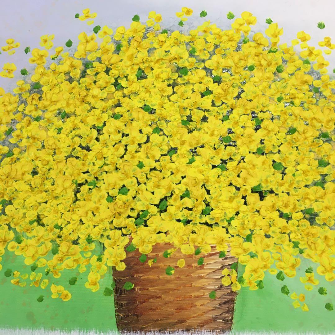 リームンロー 小花いっぱい(黄) 油彩 油絵 三浦昇 李文魯