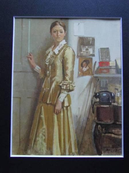 小磯良平、【室内】、希少な限定額装用画集画、新品高級額 額装付、状態良好