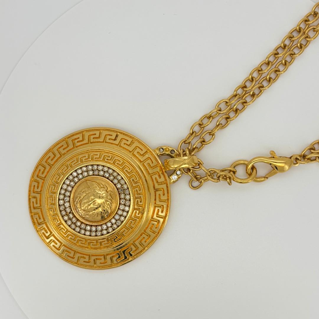 VERSACE 大ぶり メデューサメダル ネックレス 2連チェーン ゴールド ヴェルサーチ ヴェルサーチェ ネックレス メンズ 父の日 レディース 母