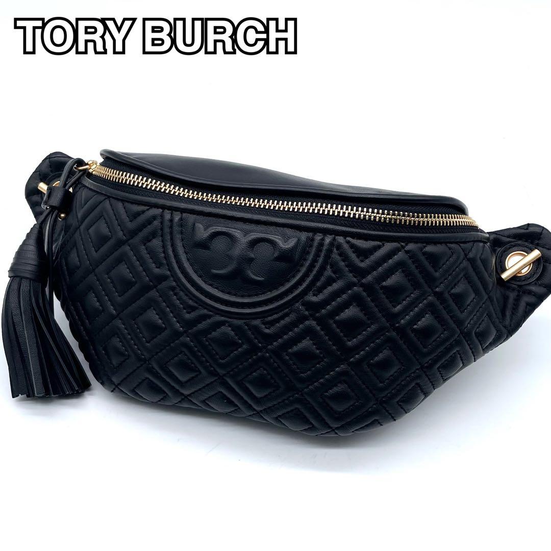 未使用級✨トリーバーチ フレミング ボディバッグ キルティング レザー ブラック