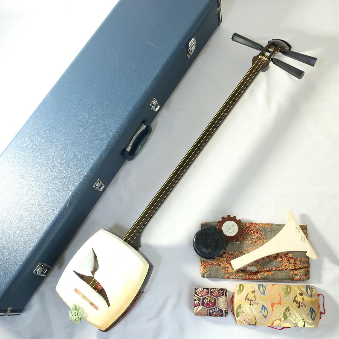 三味線 中棹 東触り 極太黒檀ペグ ハードケース 撥 付属 地唄 和楽器 E02