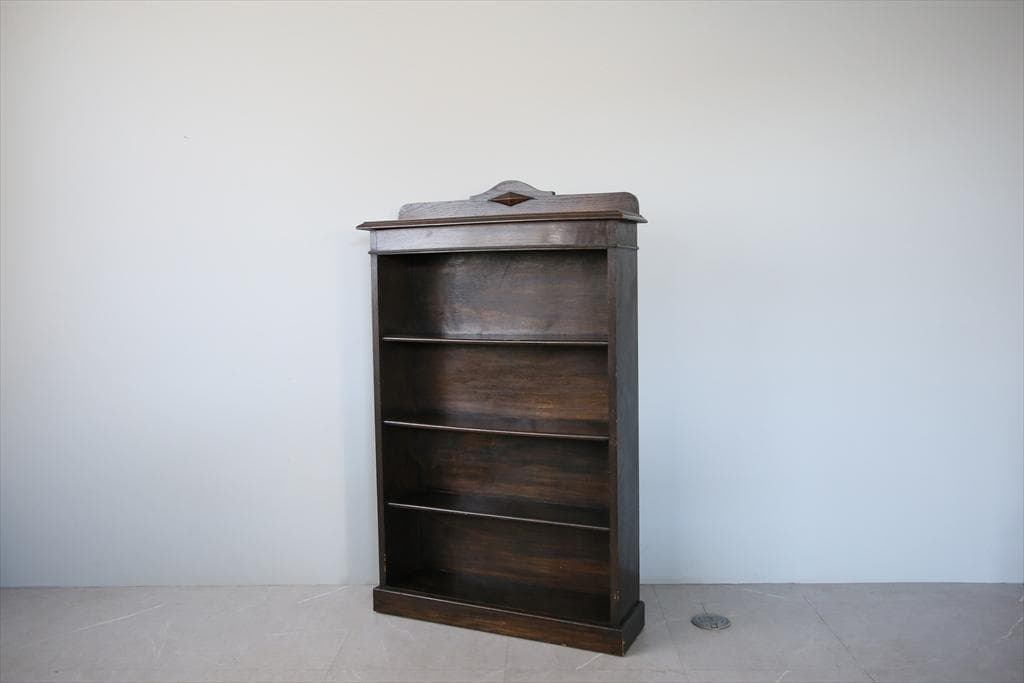 英国アンティーク木製ブックシェルフ/本棚/飾り棚/ラック/花台(91-35)