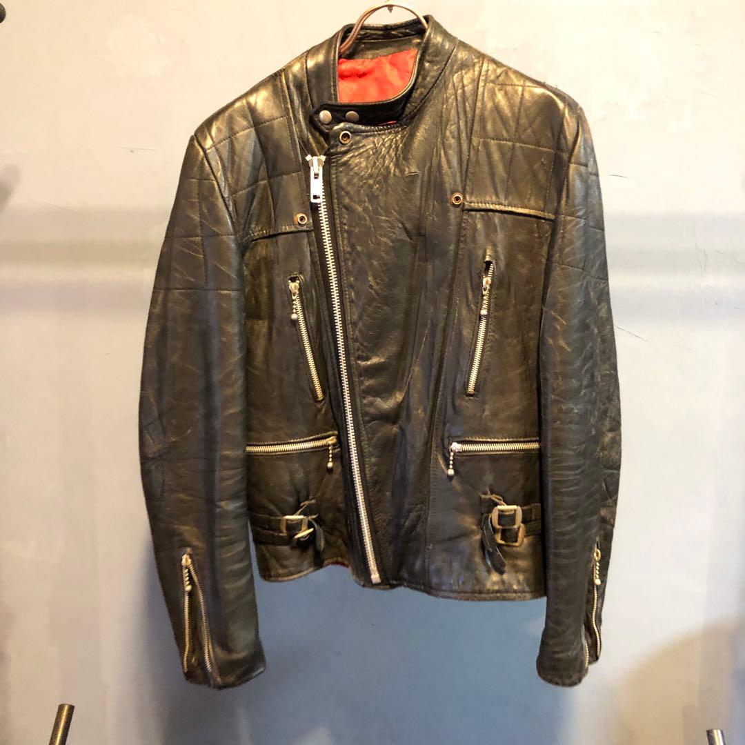 ス*ワ様 ヴィンテージukライダースルイスレザーハイウェイマン666鋲ジャン