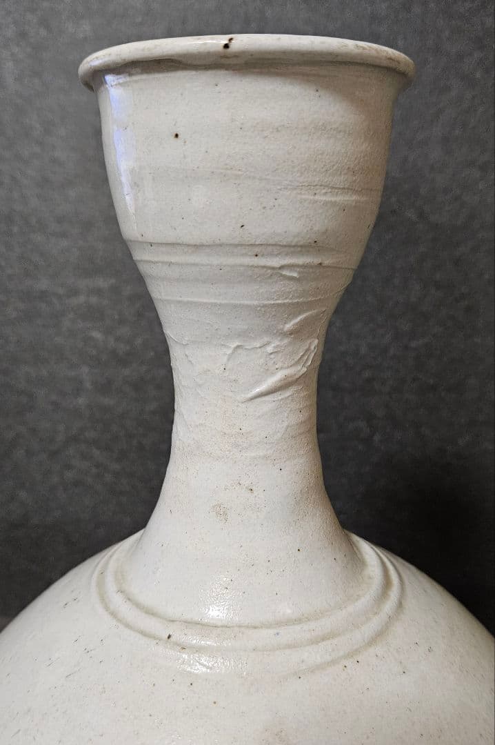 李氏朝鮮時代　朝鮮古美術　朝鮮古陶磁器　李朝白磁　高さ　28.2cm 広口　大壺