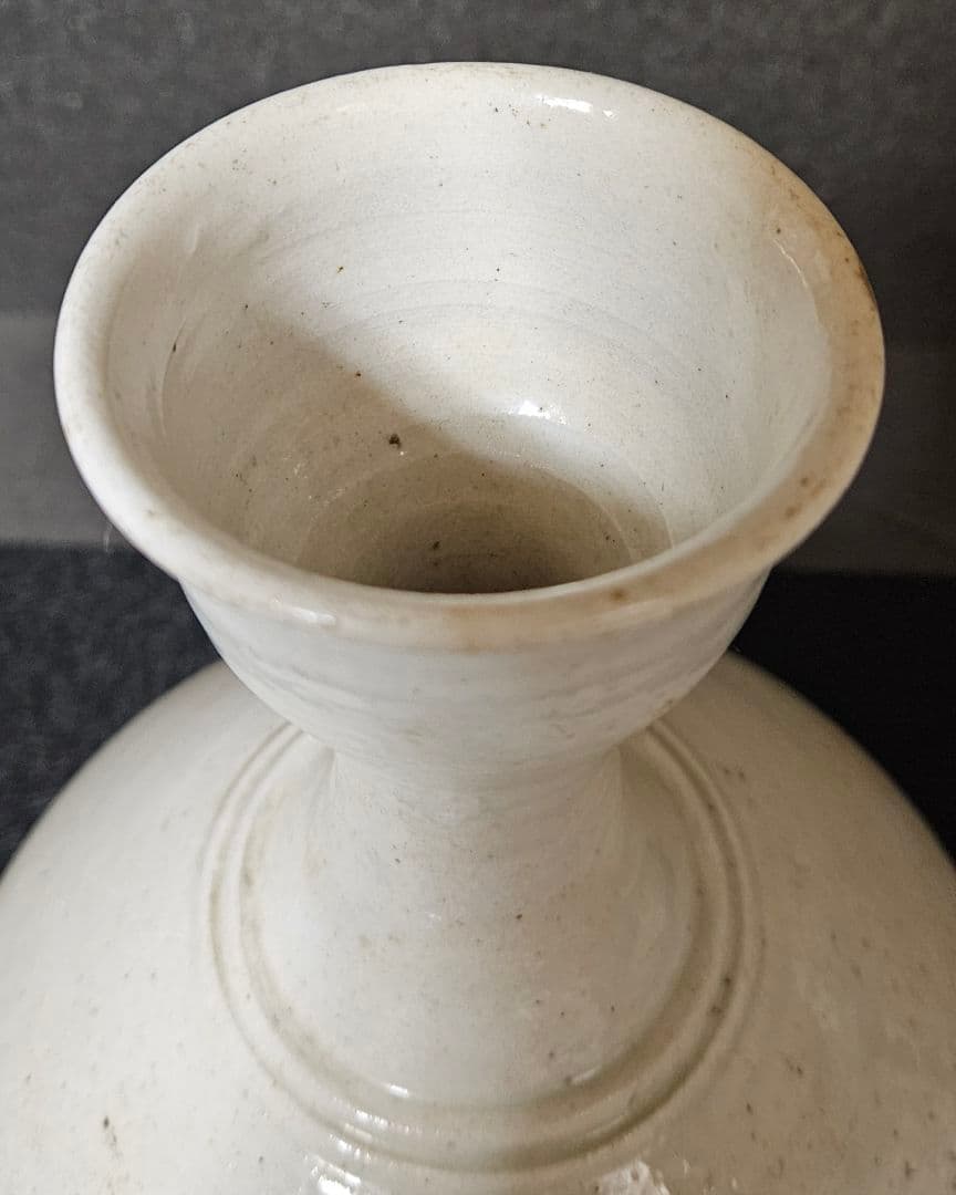 李氏朝鮮時代　朝鮮古美術　朝鮮古陶磁器　李朝白磁　高さ　28.2cm 広口　大壺