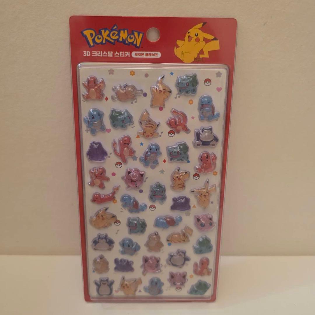 韓国 限定 ポケモン クリスタル3D クリスタルステッカー シール 赤 1枚