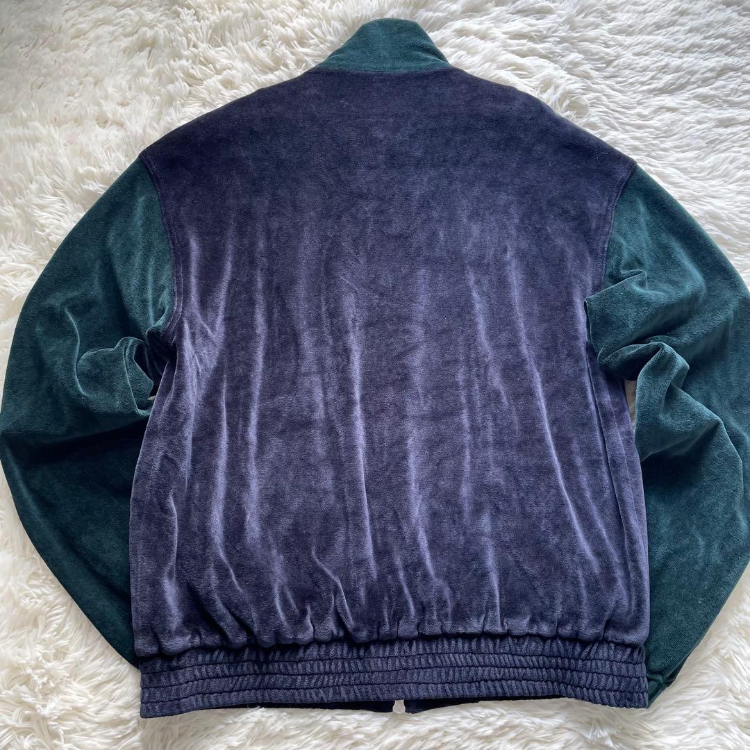 極美品✨ロベルトコリーナ ベロアブルゾン Wジップ 紺緑バイカラー 48