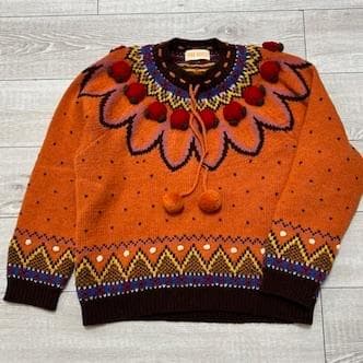 ピンクハウス✨薔薇 モチーフ 手編み 厚手ニット ドット ウール 生成薔薇モチーフニットセーター - ピンクハウス通販｜リサイクル