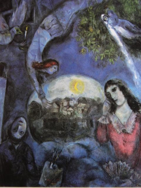 シャガール、『彼女を巡って』、希少な画集より、新品高級額・額装付