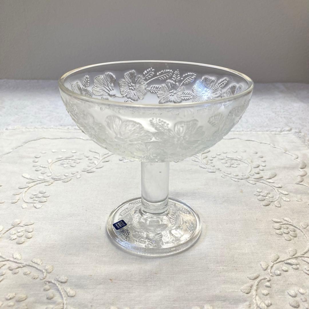 AZ174 ARABIA社 アラビアクリスタル　お花柄エンボスガラスのコンポート