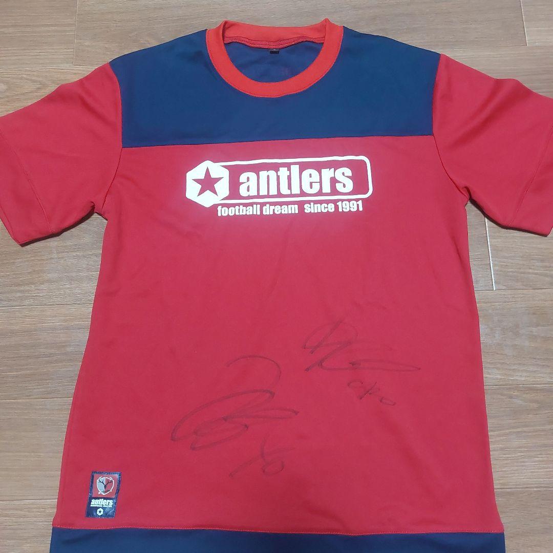 鹿嶋アントラーズ 小笠原満男選手中田croサイン入りサッカーシャツ