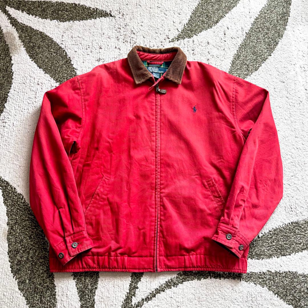 90s ラルフローレン スイングトップ 襟コーデュロイ ブラックウォッチ