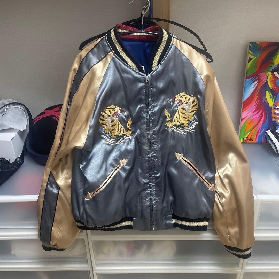 虎と龍刺繍 スカジャン 華鳥風月 かちょうふうげつ 龍虎 柄 刺繍 和柄 スカジャン 3051801