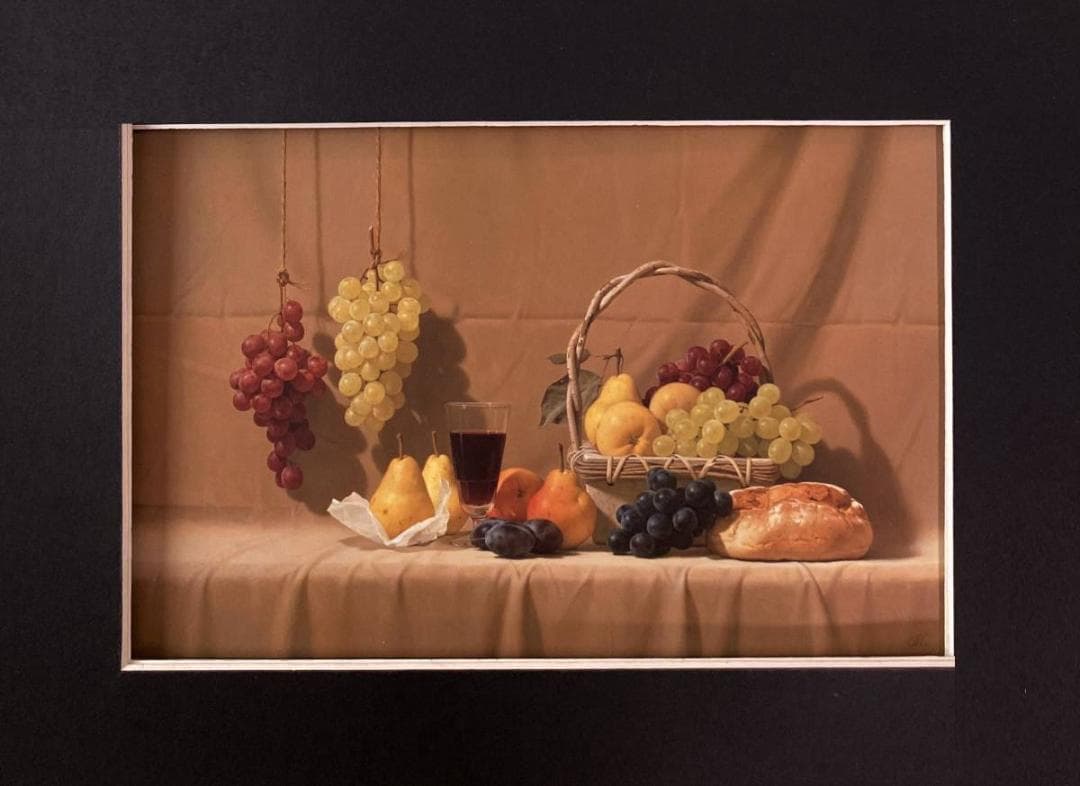 森本草介、【果物たちの宴】、希少な画集より、新品額装付、マット額装付き