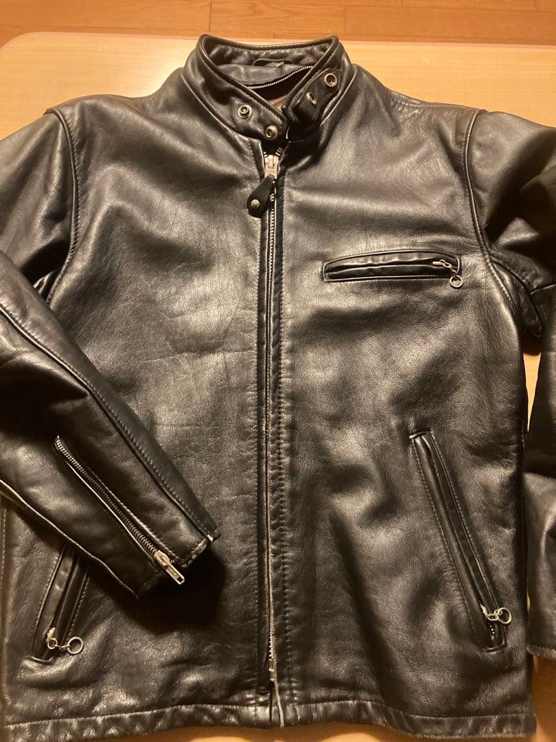 k*4様 Schott ライダースジャケット 黒 38 シングル 641 ショッ Schott N.Y.C（ショット） SCHOTT 641 スタンドカラー シングル