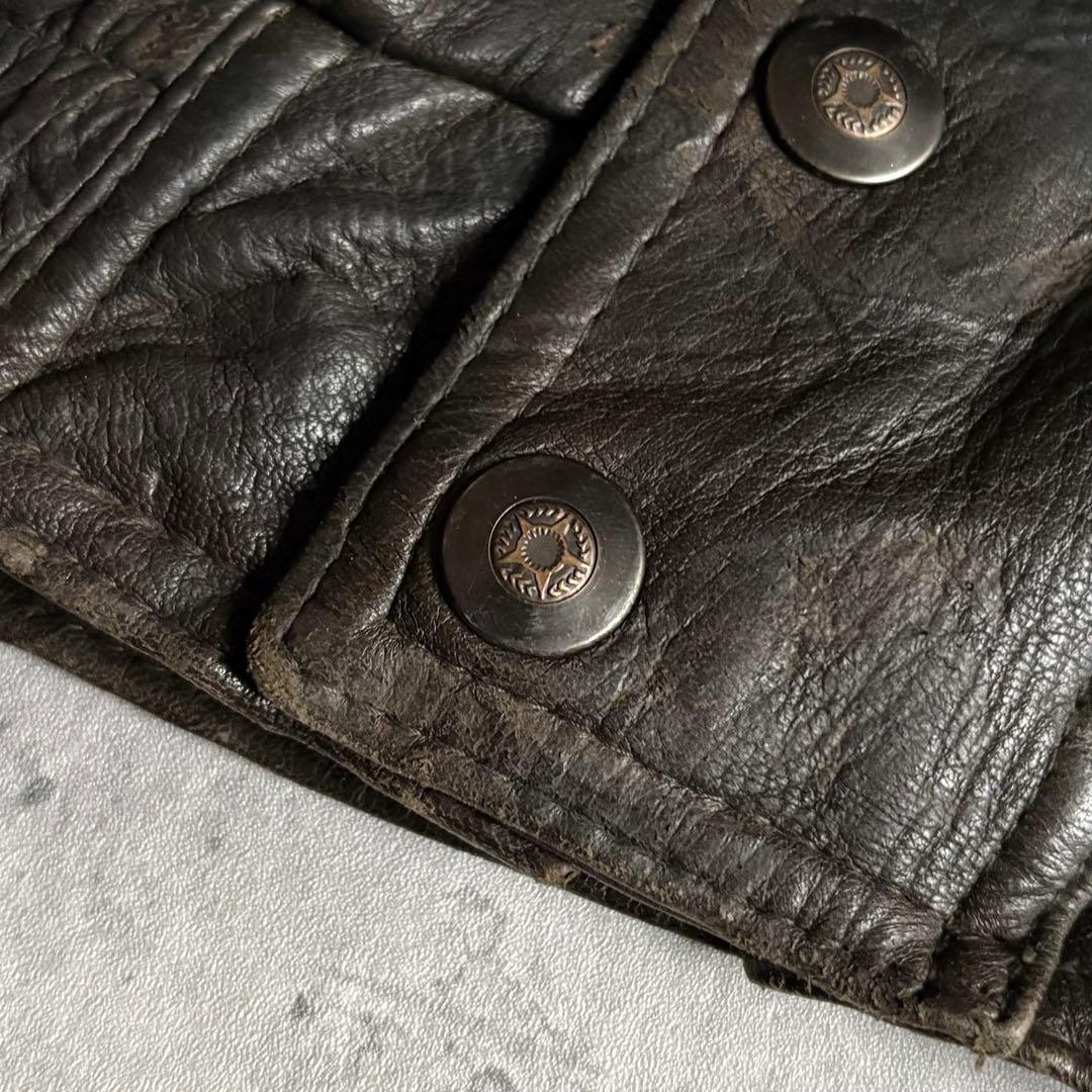 90s vintage】レザーブルゾン フライトジャケット 鹿革 本革 短丈