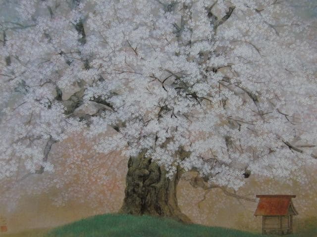 森山知己、【醍醐桜】、希少な額装用画集より、美品、新品額装付 楽天市場】森山観月 三日月夜桜 52×42cm 花鳥図 日本画 春飾り 桜
