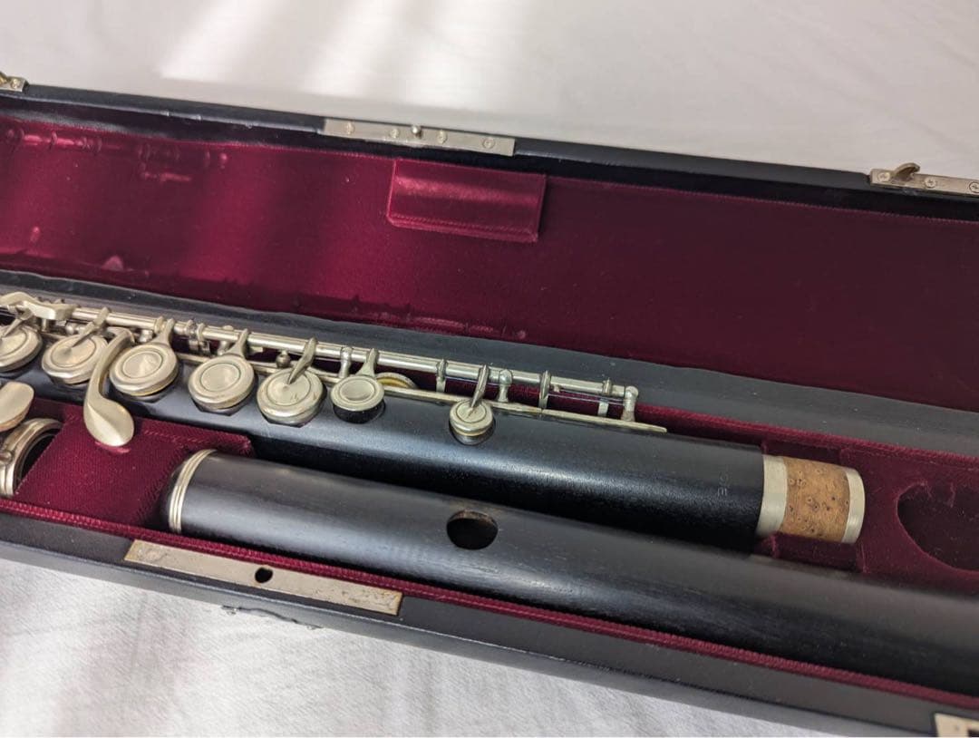 木製フルート ケース キー付き
