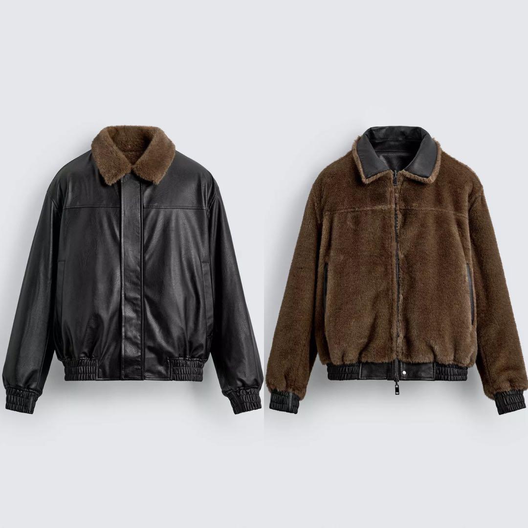 ZARA リバーシブル フェイクレザージャケット XL - メルカリ