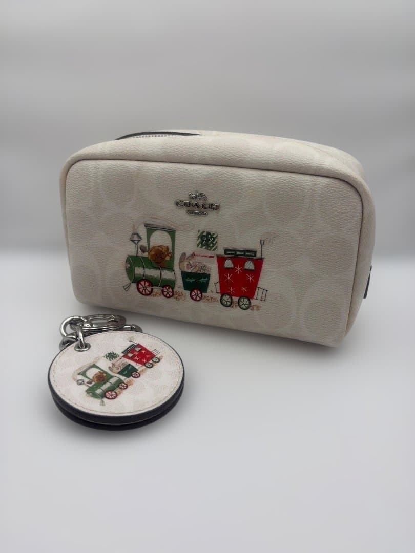 コーチ ポーチ コスメポーチ ミラー キーリング キーホルダー