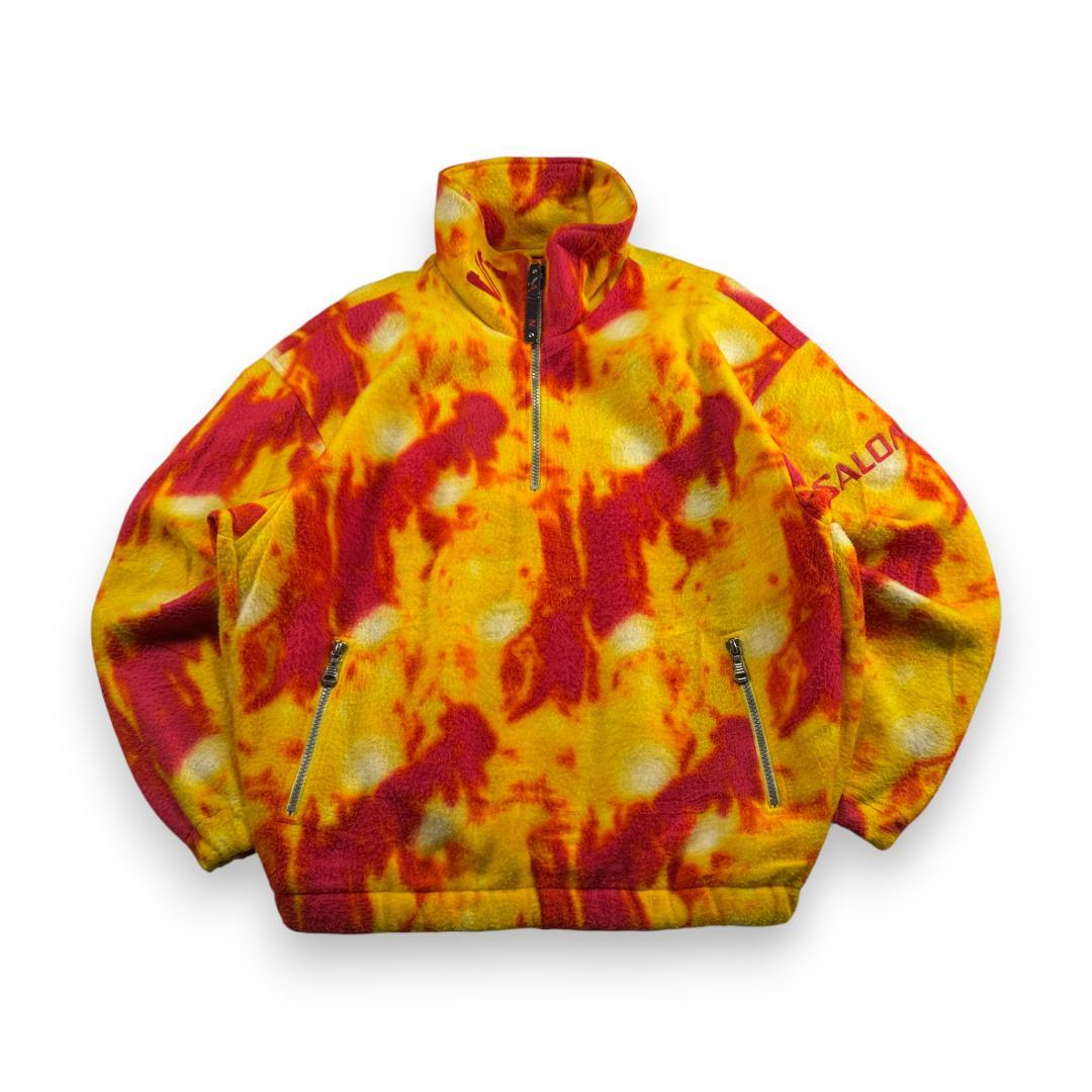 90s salomon サロモン フリース ハーフジップ ビンテージ 黄 赤 M