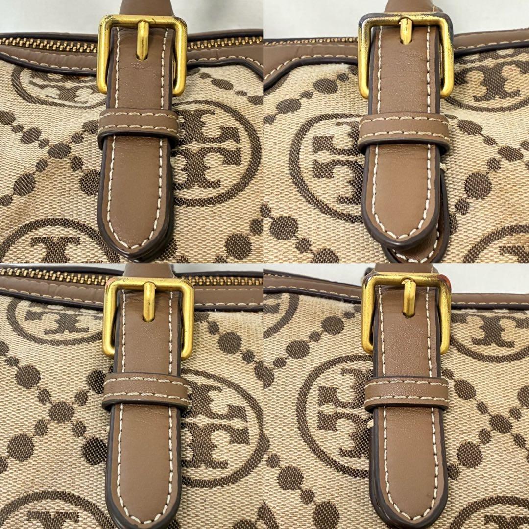 美品】トリーバーチ Tモノグラム バレルバッグ 2way ショルダーバッグ