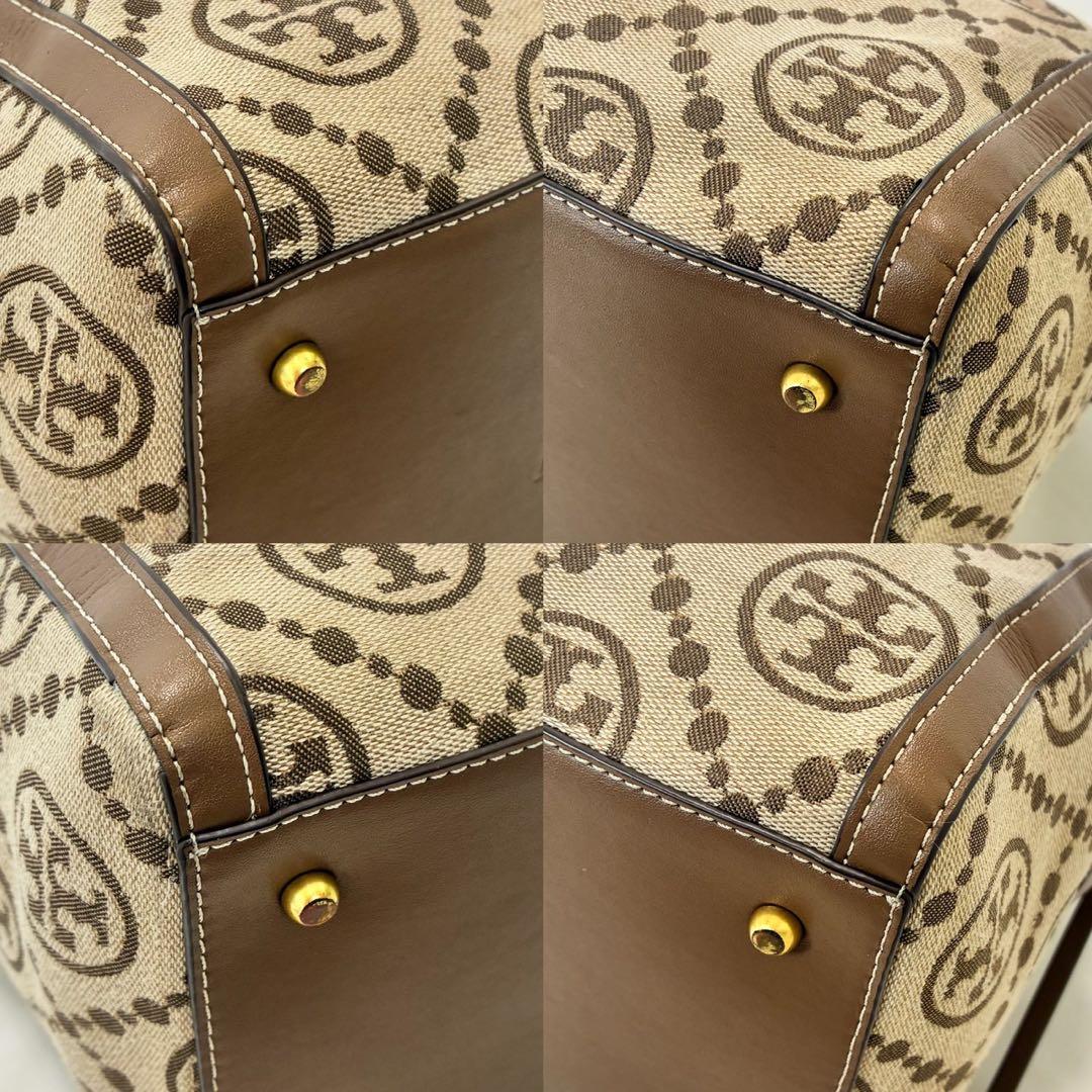 美品】トリーバーチ Tモノグラム バレルバッグ 2way ショルダーバッグ