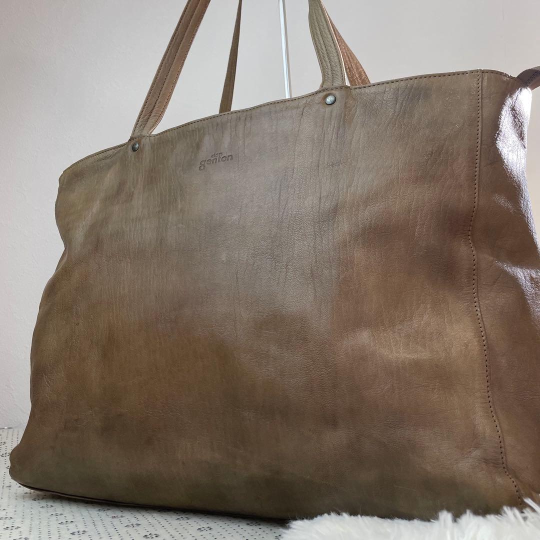 【大容量】ダンゲンテン トートバッグ オールレザー ブラウン A4収納可