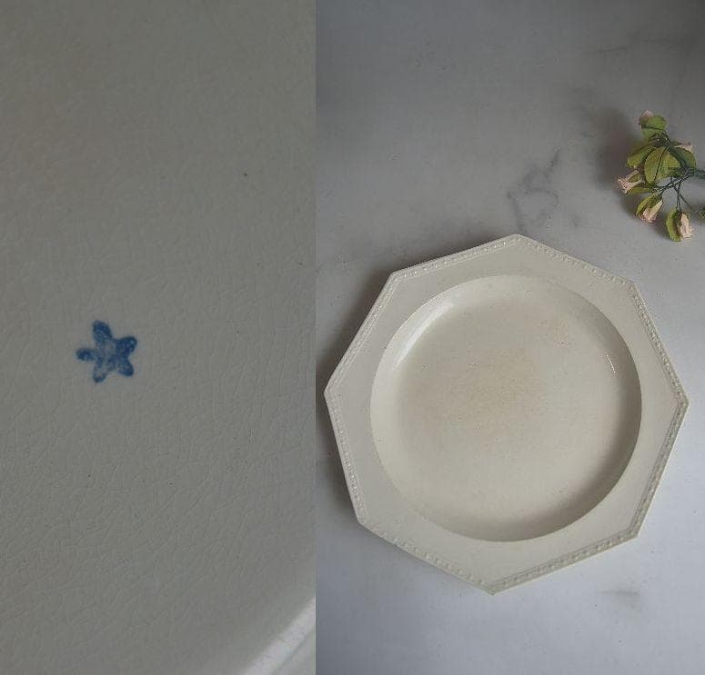 美品1804年　初期ショワジー　ファイアンスフィーヌ　オクトゴナル　デセール平皿