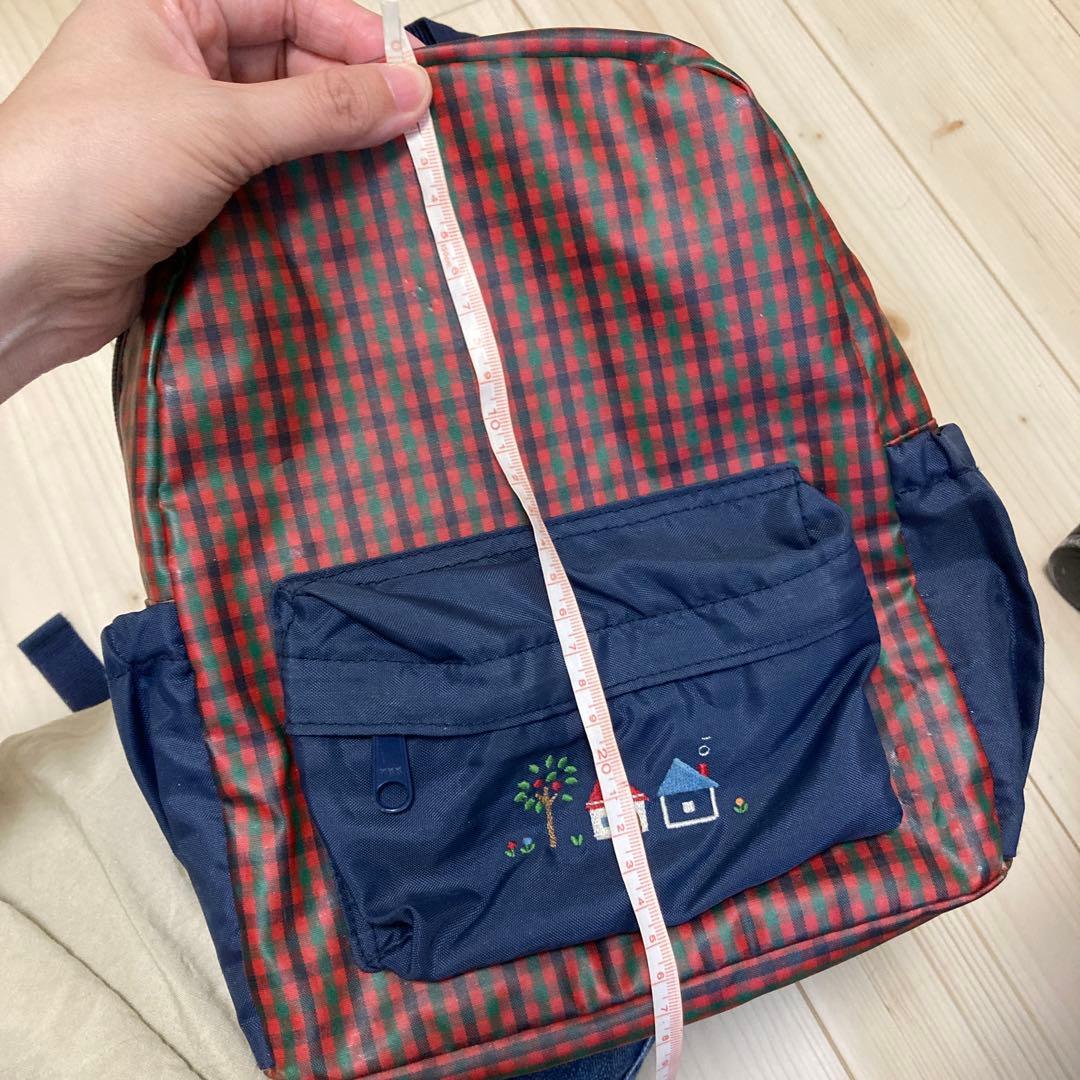 ファミリア キッズ リュック 赤チェック ナイロン製 familiar 子ども