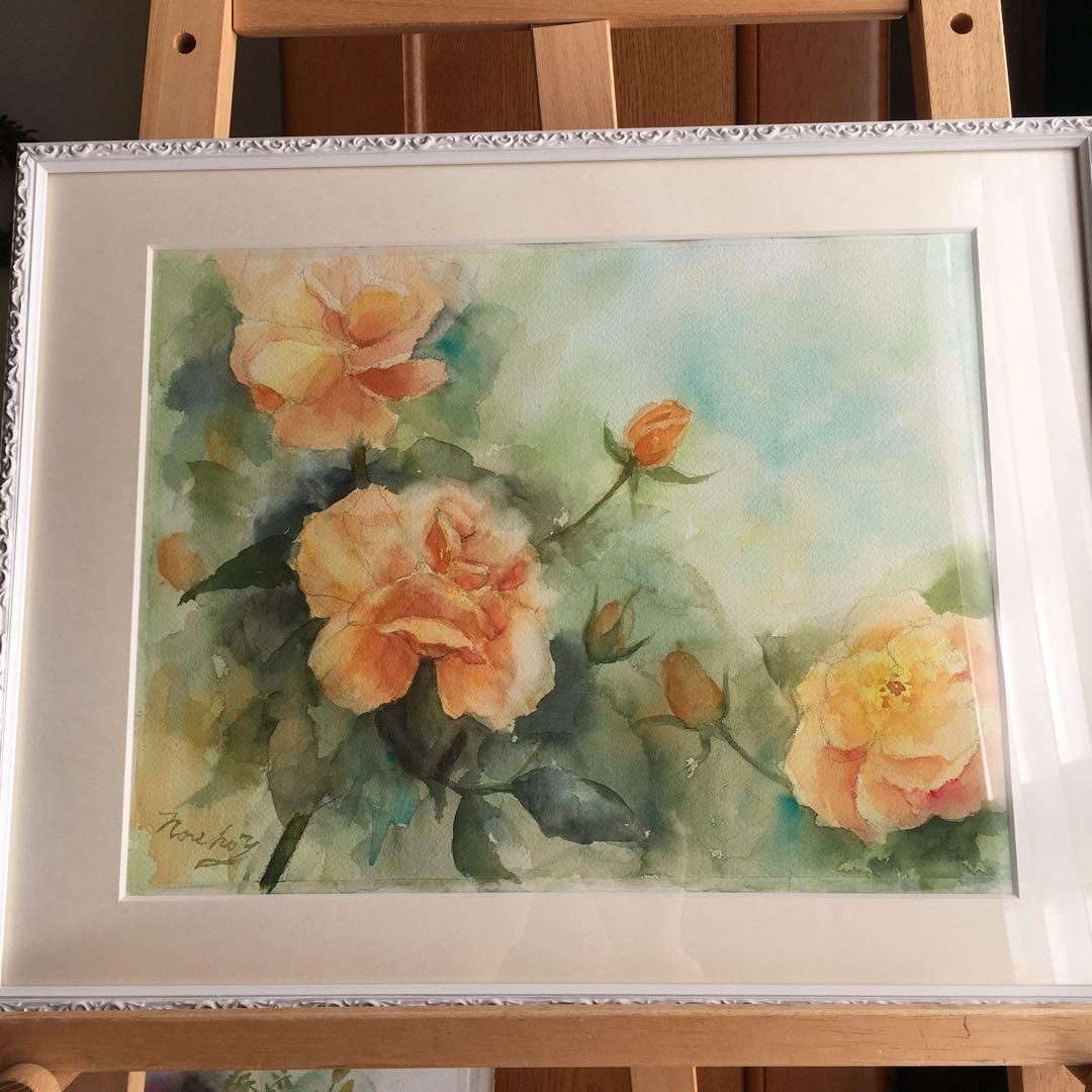 透明水彩画原画薔薇香りの薔薇ジャストジョーイ