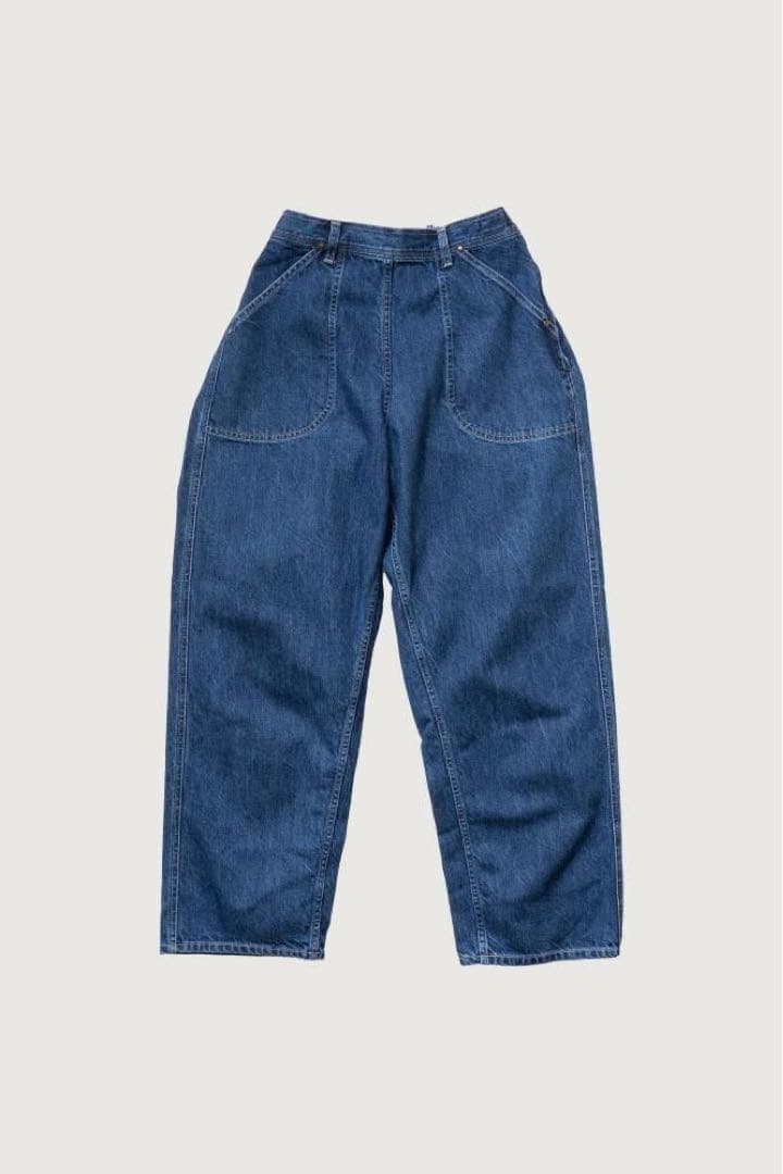 ハイウエストダークブルーデニムパンツ