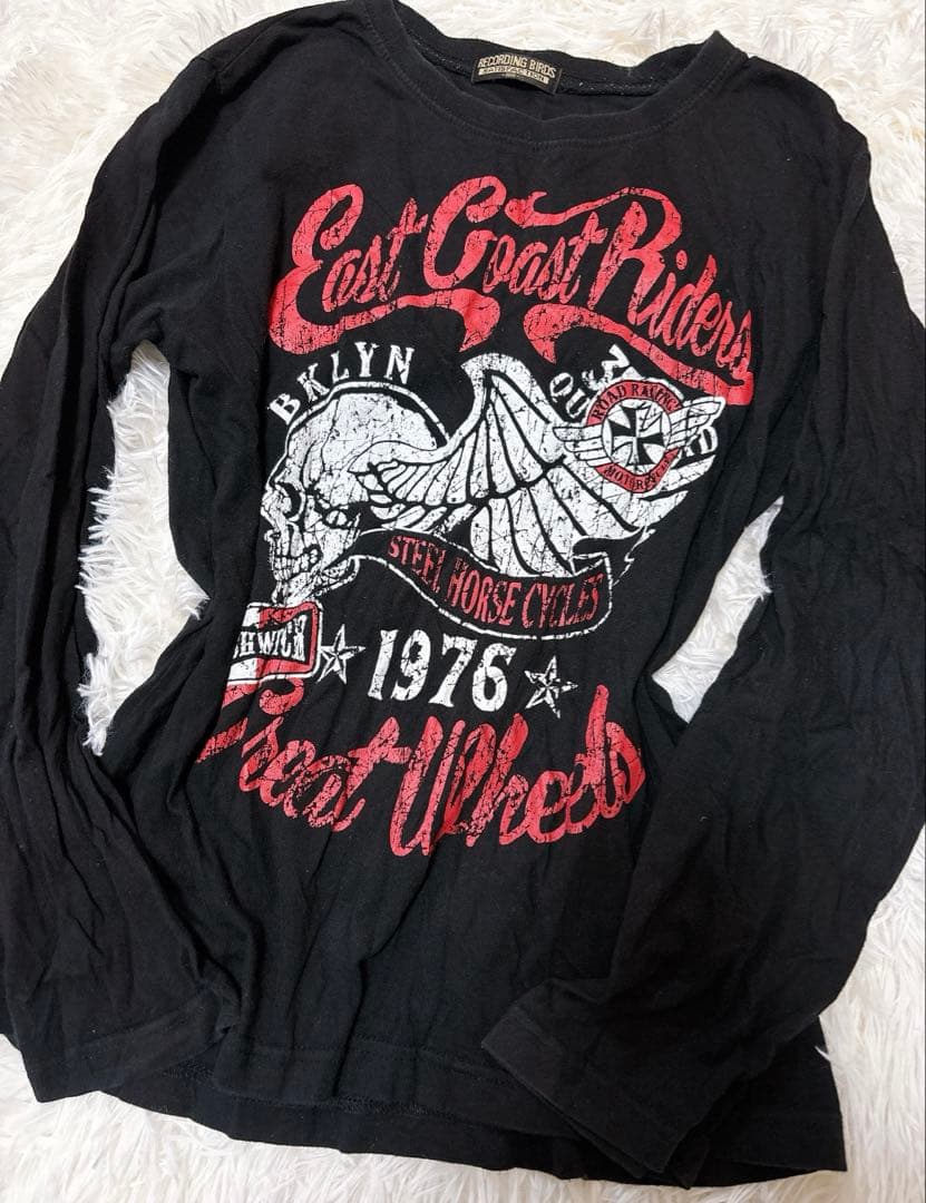 Y2K グランジ 英字 長袖 ピチT スカル お兄系平成ギャル ダークコア