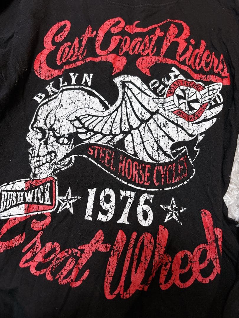 Y2K グランジ 英字 長袖 ピチT スカル お兄系平成ギャル ダークコア