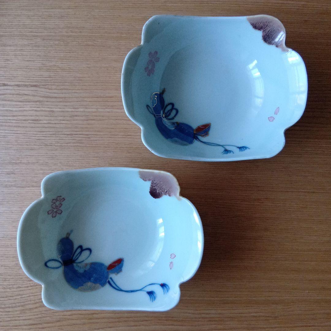 刺身皿 向付 桜＆瓢箪柄 2枚 アンティーク 骨董 - メルカリ