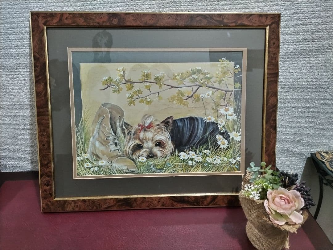 英ポリアンナ・ピカリング作 ヨークシャーテリア仔犬のプリントアート(特定の版画)