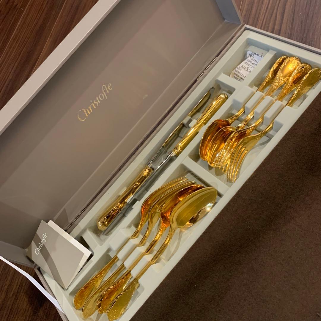貴重　クリストフル　マルリーゴールド ／ ディナー&デザートセット　カトラリー
